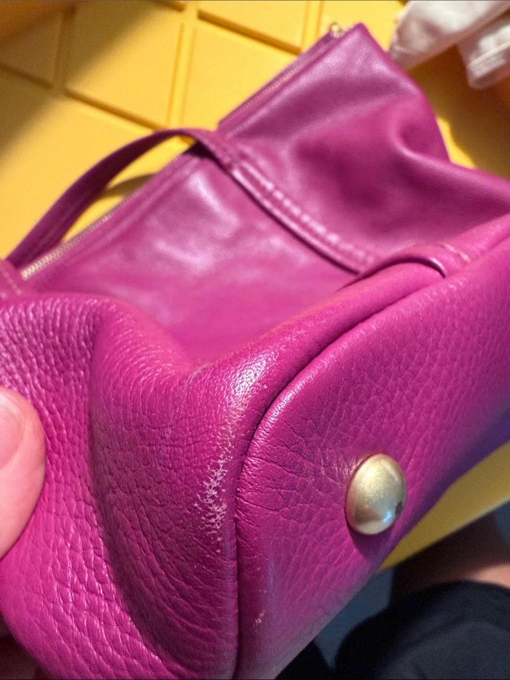 Vera Bradley Mallory Fuchsia Pebbled Leather Tote Bag